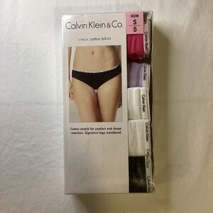 Calvin Klein New in box. Multicolor Cotton 5 Pack Bikini Szs 5/S, 6/M, 7/L, 8/XL